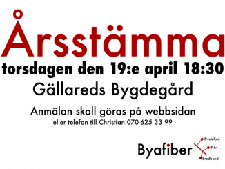 Byafiber - Årsstämma torsdagen den 19:e april 2018 18:30